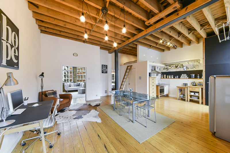 Interior of an industrial warehouse conversion, our October home of the month